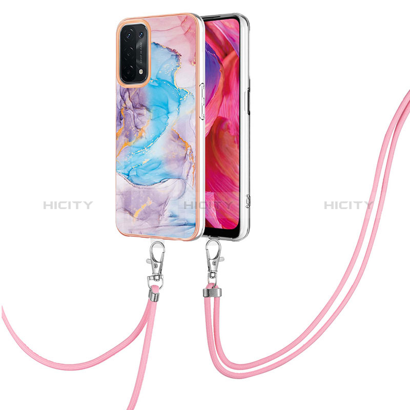 Funda Silicona Gel Goma Patron de Moda Carcasa con Acollador Cordon Lanyard Y03B para Oppo A54 5G