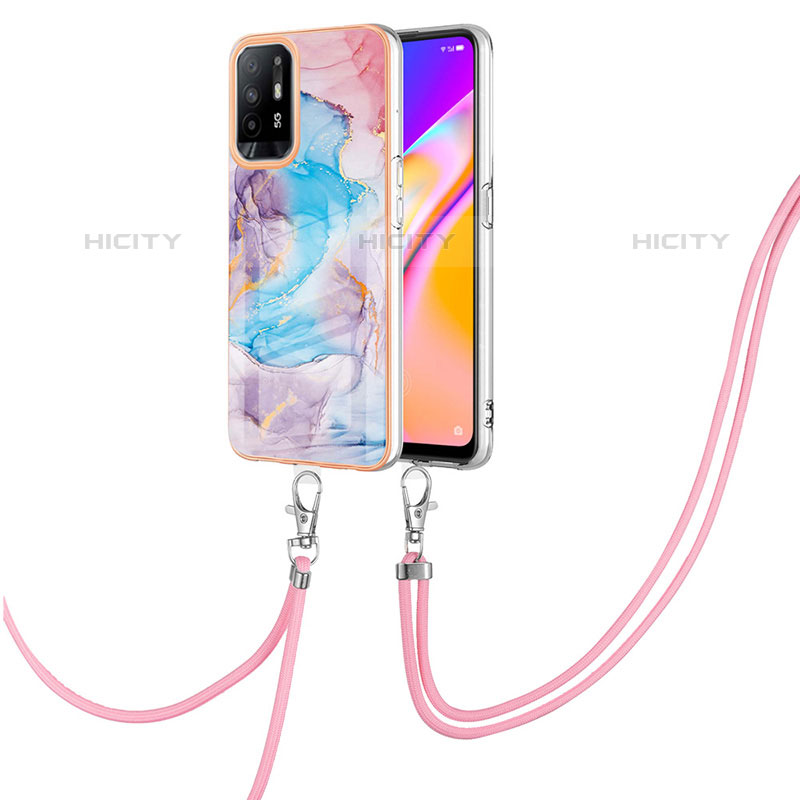 Funda Silicona Gel Goma Patron de Moda Carcasa con Acollador Cordon Lanyard Y03B para Oppo A95 5G