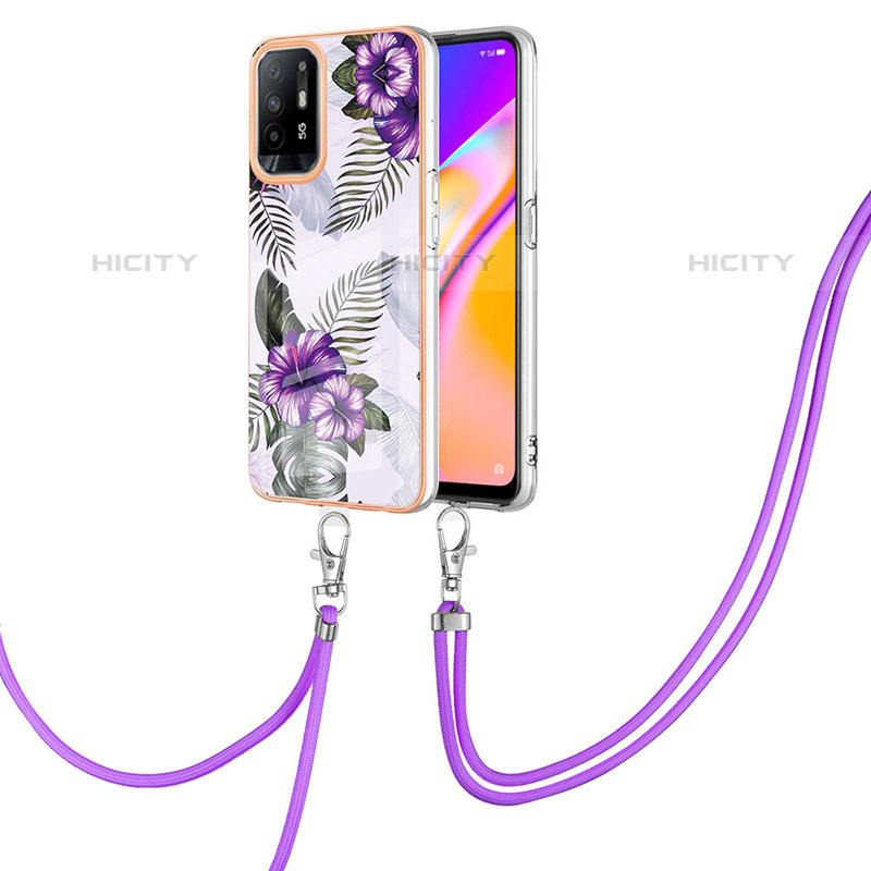 Funda Silicona Gel Goma Patron de Moda Carcasa con Acollador Cordon Lanyard Y03B para Oppo A95 5G