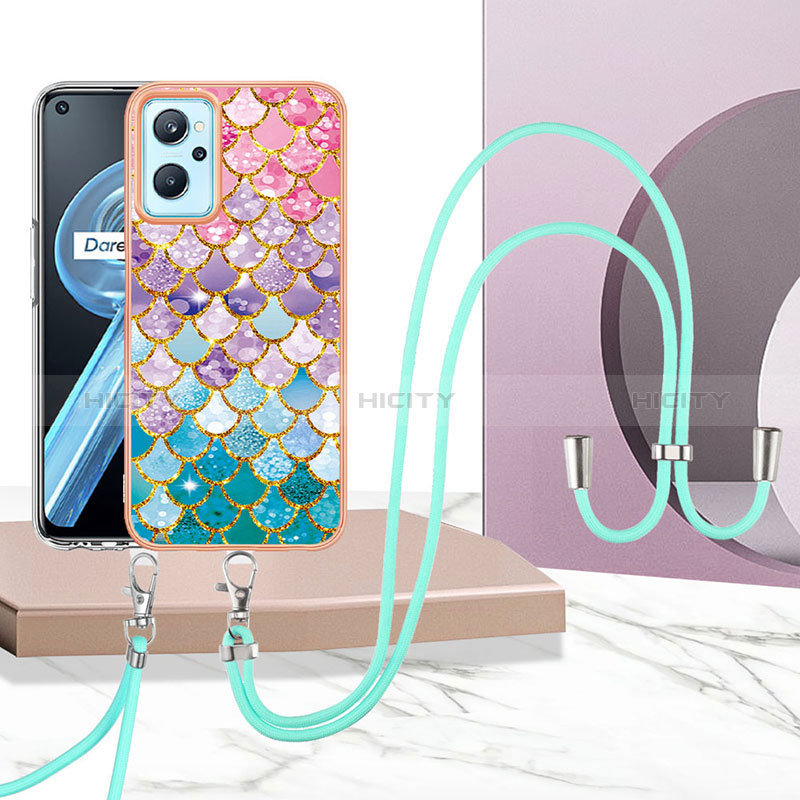 Funda Silicona Gel Goma Patron de Moda Carcasa con Acollador Cordon Lanyard Y03B para Oppo A96 4G