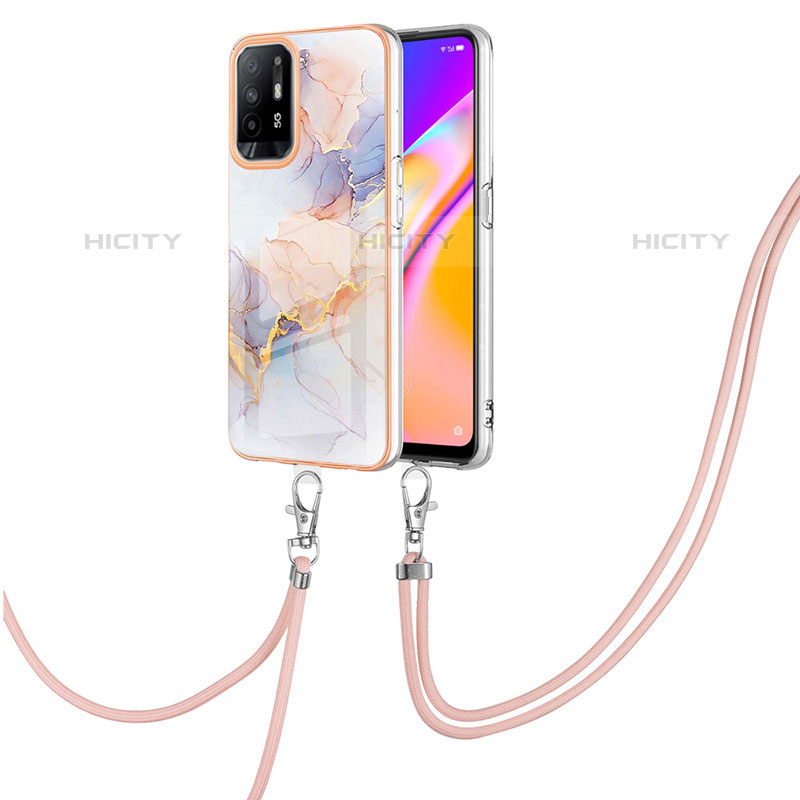 Funda Silicona Gel Goma Patron de Moda Carcasa con Acollador Cordon Lanyard Y03B para Oppo F19 Pro+ Plus 5G