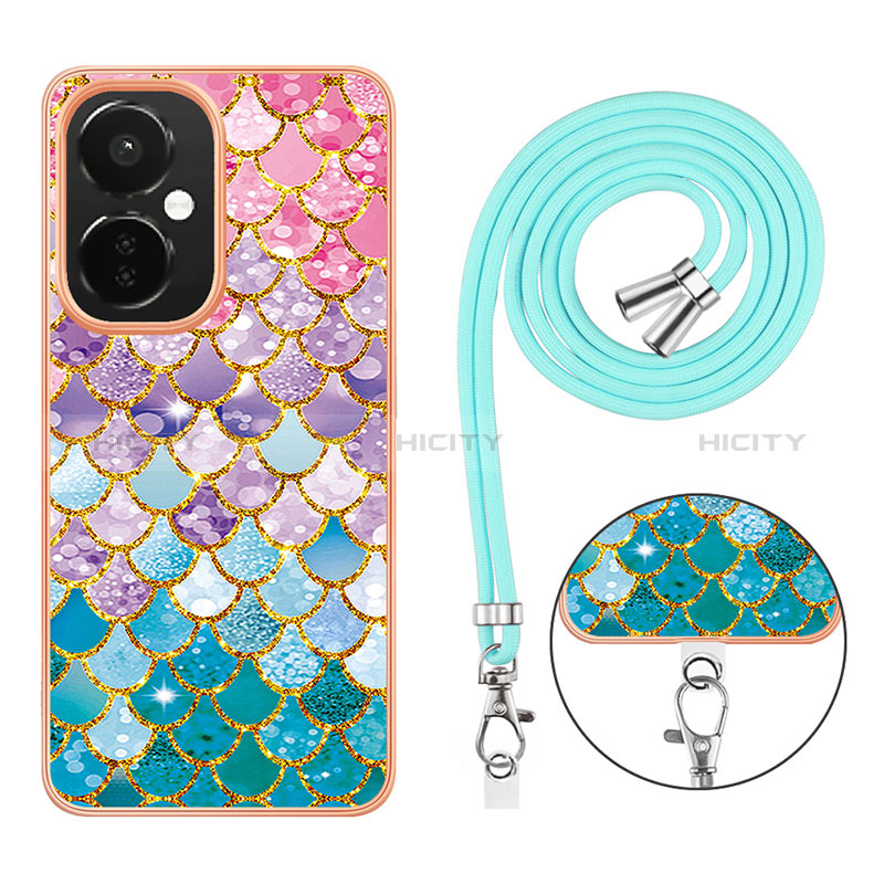 Funda Silicona Gel Goma Patron de Moda Carcasa con Acollador Cordon Lanyard Y03B para Oppo K11x 5G