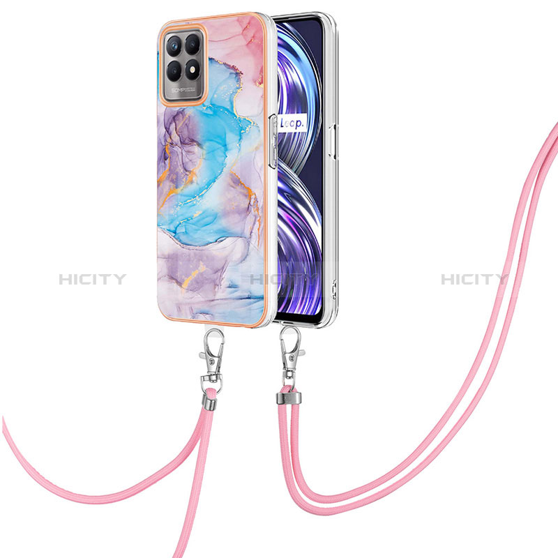 Funda Silicona Gel Goma Patron de Moda Carcasa con Acollador Cordon Lanyard Y03B para Realme 8i