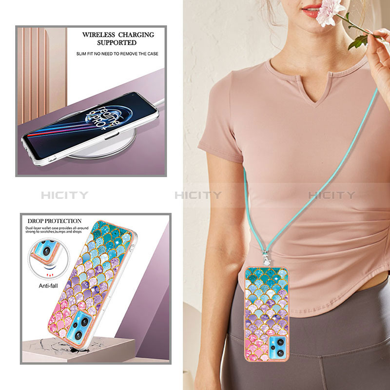 Funda Silicona Gel Goma Patron de Moda Carcasa con Acollador Cordon Lanyard Y03B para Realme 9 Pro 5G