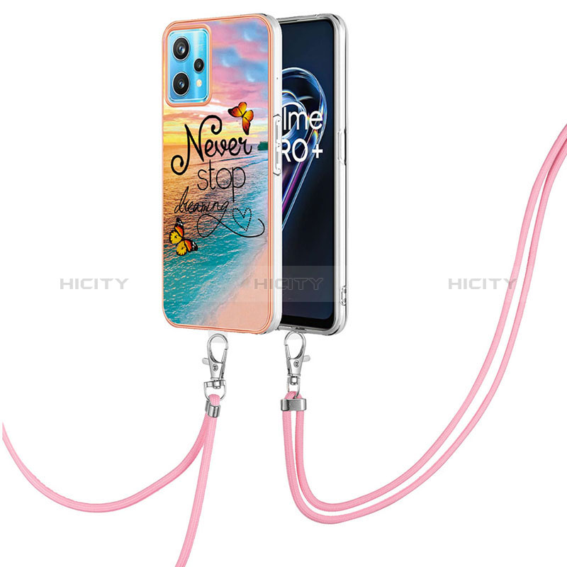 Funda Silicona Gel Goma Patron de Moda Carcasa con Acollador Cordon Lanyard Y03B para Realme 9 Pro 5G