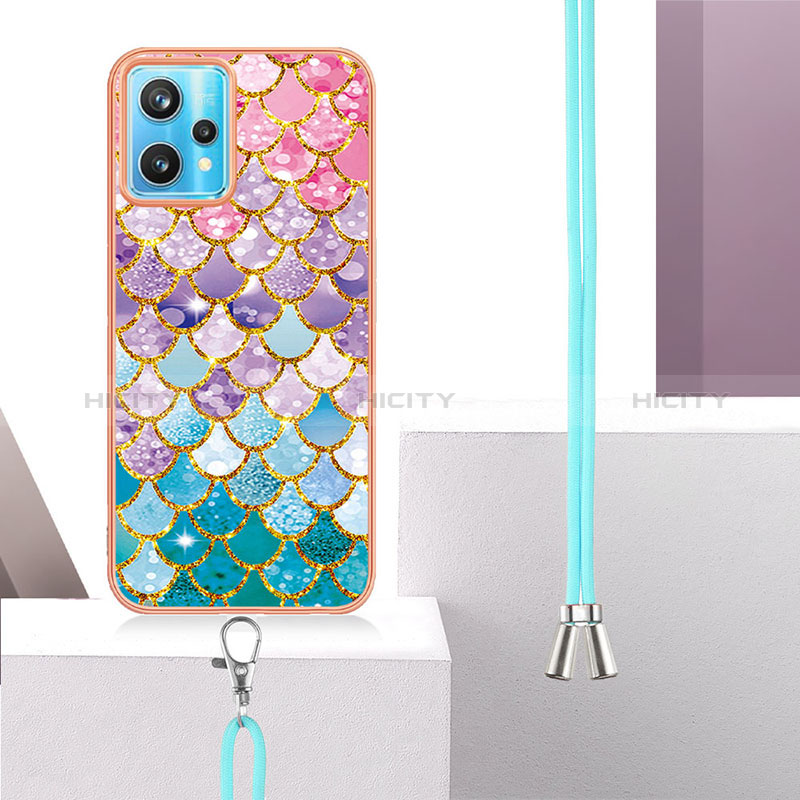 Funda Silicona Gel Goma Patron de Moda Carcasa con Acollador Cordon Lanyard Y03B para Realme 9 Pro+ Plus 5G