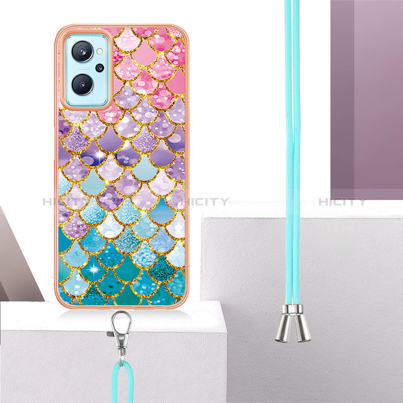 Funda Silicona Gel Goma Patron de Moda Carcasa con Acollador Cordon Lanyard Y03B para Realme 9i 4G