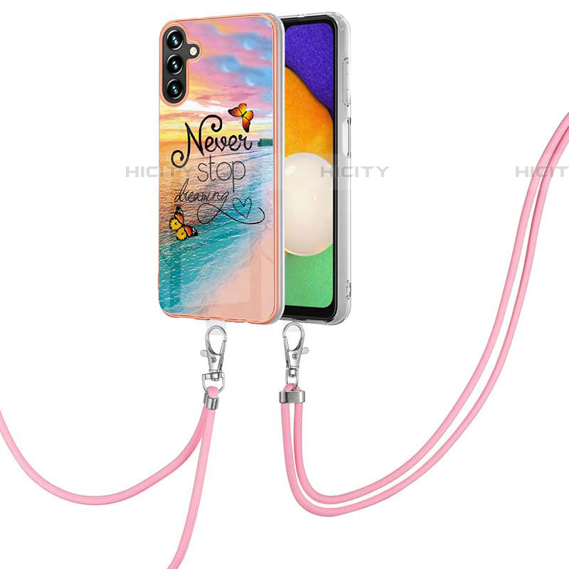 Funda Silicona Gel Goma Patron de Moda Carcasa con Acollador Cordon Lanyard Y03B para Samsung Galaxy A04s