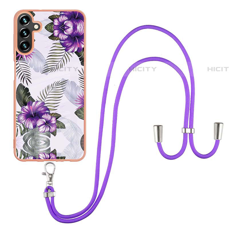 Funda Silicona Gel Goma Patron de Moda Carcasa con Acollador Cordon Lanyard Y03B para Samsung Galaxy A04s