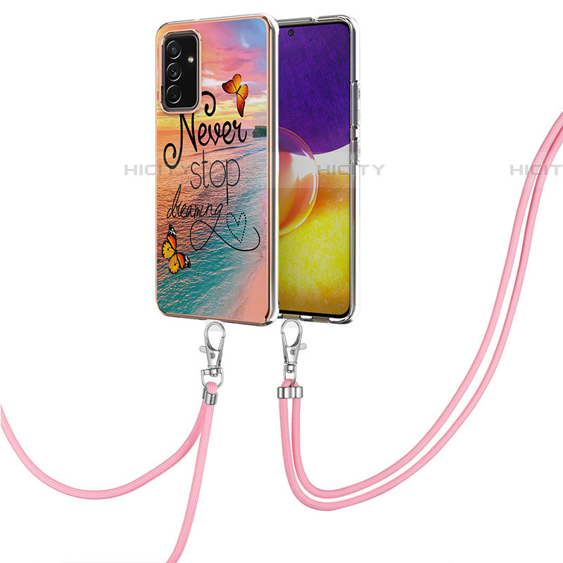 Funda Silicona Gel Goma Patron de Moda Carcasa con Acollador Cordon Lanyard Y03B para Samsung Galaxy A05s