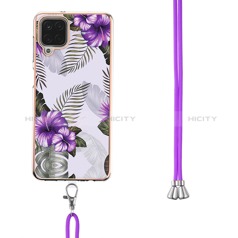 Funda Silicona Gel Goma Patron de Moda Carcasa con Acollador Cordon Lanyard Y03B para Samsung Galaxy A12