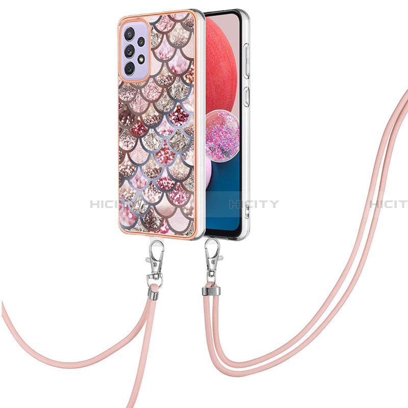 Funda Silicona Gel Goma Patron de Moda Carcasa con Acollador Cordon Lanyard Y03B para Samsung Galaxy A13 4G