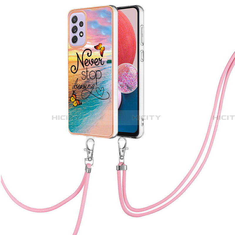 Funda Silicona Gel Goma Patron de Moda Carcasa con Acollador Cordon Lanyard Y03B para Samsung Galaxy A13 4G Multicolor