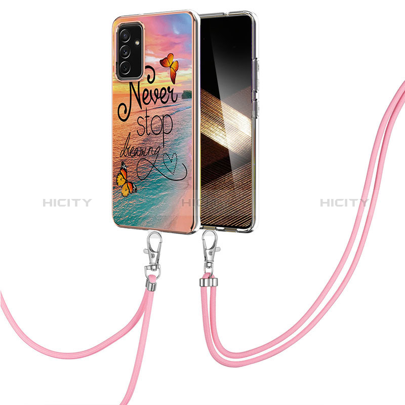 Funda Silicona Gel Goma Patron de Moda Carcasa con Acollador Cordon Lanyard Y03B para Samsung Galaxy A15 4G Multicolor