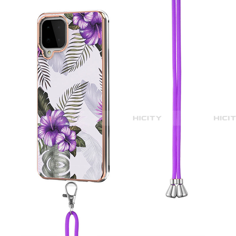 Funda Silicona Gel Goma Patron de Moda Carcasa con Acollador Cordon Lanyard Y03B para Samsung Galaxy A22 4G