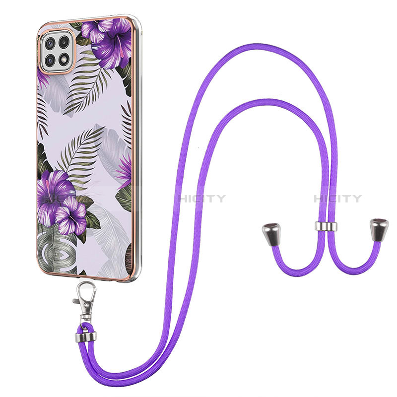 Funda Silicona Gel Goma Patron de Moda Carcasa con Acollador Cordon Lanyard Y03B para Samsung Galaxy A22s 5G