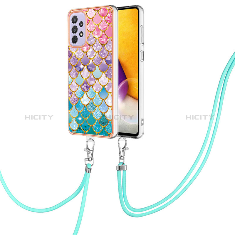 Funda Silicona Gel Goma Patron de Moda Carcasa con Acollador Cordon Lanyard Y03B para Samsung Galaxy A23 5G