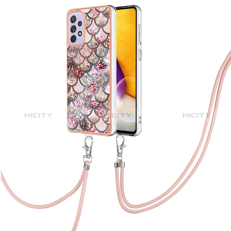 Funda Silicona Gel Goma Patron de Moda Carcasa con Acollador Cordon Lanyard Y03B para Samsung Galaxy A23 5G