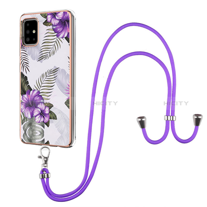 Funda Silicona Gel Goma Patron de Moda Carcasa con Acollador Cordon Lanyard Y03B para Samsung Galaxy A51 4G