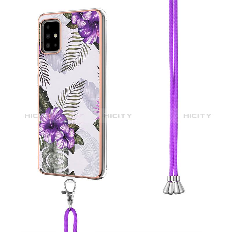 Funda Silicona Gel Goma Patron de Moda Carcasa con Acollador Cordon Lanyard Y03B para Samsung Galaxy A51 4G