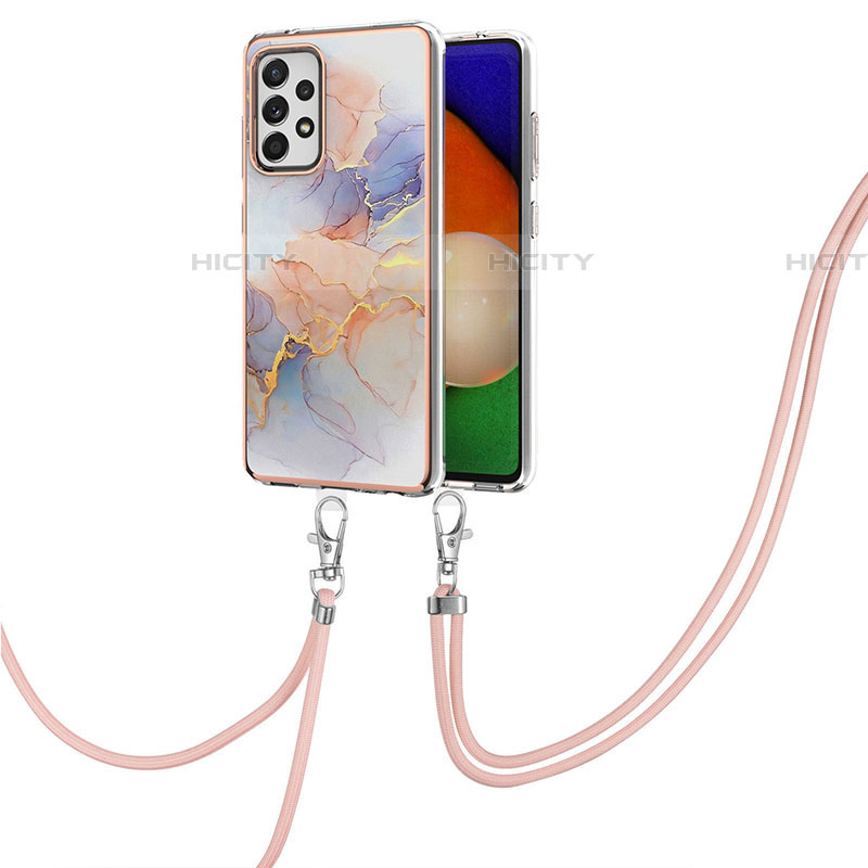 Funda Silicona Gel Goma Patron de Moda Carcasa con Acollador Cordon Lanyard Y03B para Samsung Galaxy A52 4G