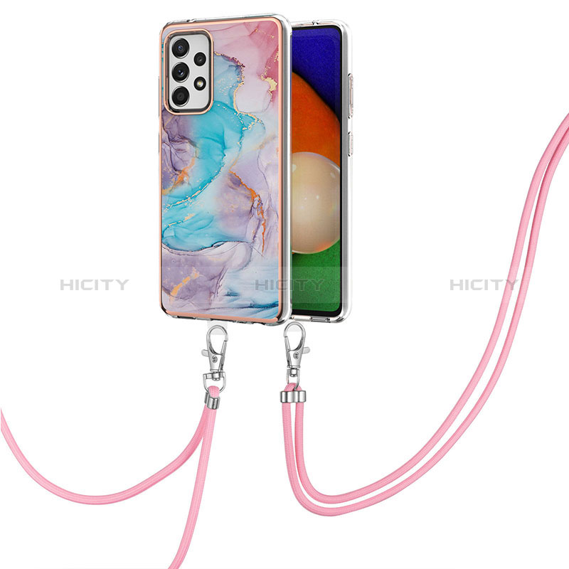 Funda Silicona Gel Goma Patron de Moda Carcasa con Acollador Cordon Lanyard Y03B para Samsung Galaxy A52s 5G