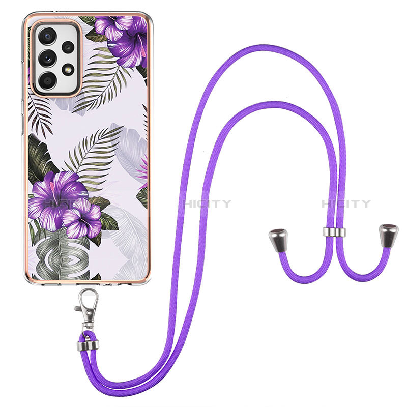 Funda Silicona Gel Goma Patron de Moda Carcasa con Acollador Cordon Lanyard Y03B para Samsung Galaxy A52s 5G