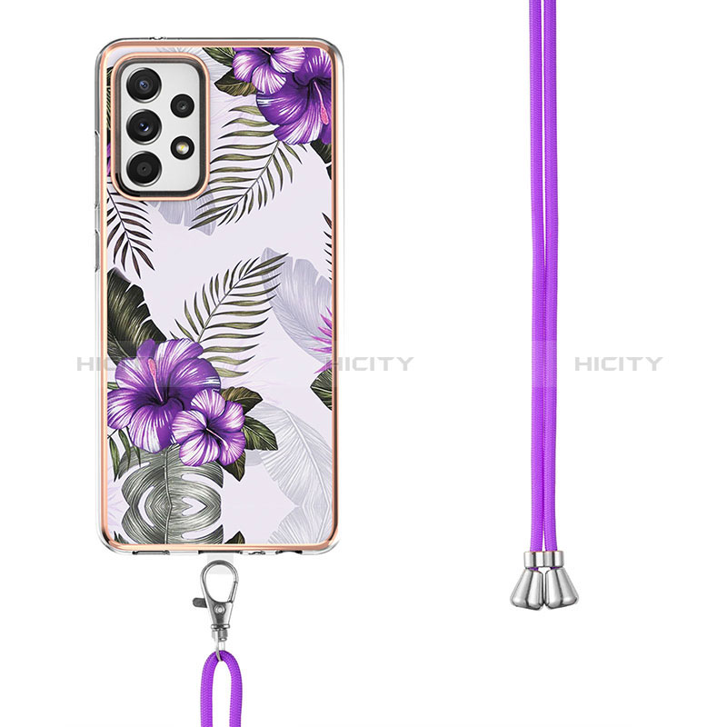 Funda Silicona Gel Goma Patron de Moda Carcasa con Acollador Cordon Lanyard Y03B para Samsung Galaxy A52s 5G