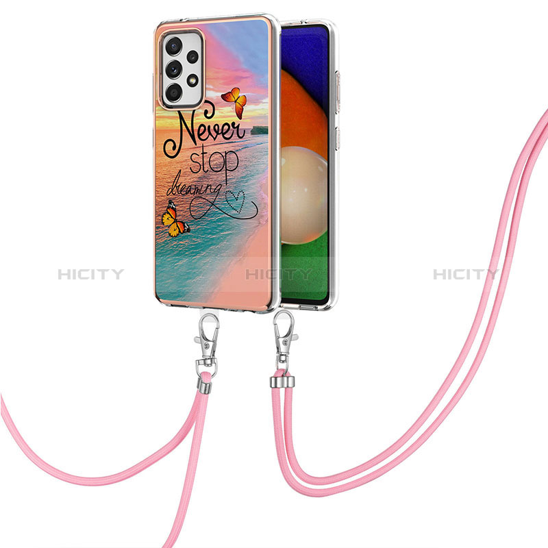 Funda Silicona Gel Goma Patron de Moda Carcasa con Acollador Cordon Lanyard Y03B para Samsung Galaxy A52s 5G Multicolor