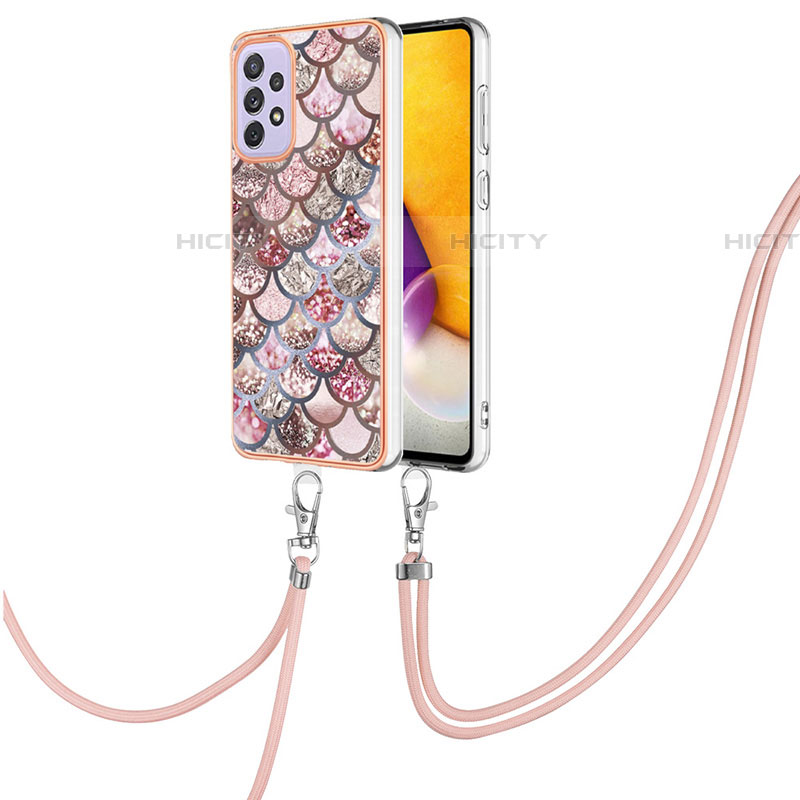 Funda Silicona Gel Goma Patron de Moda Carcasa con Acollador Cordon Lanyard Y03B para Samsung Galaxy A53 5G