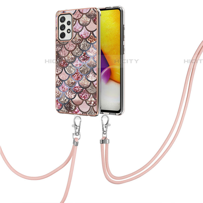 Funda Silicona Gel Goma Patron de Moda Carcasa con Acollador Cordon Lanyard Y03B para Samsung Galaxy A72 5G