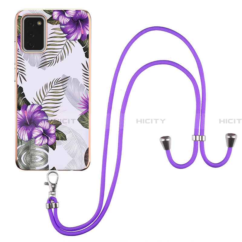 Funda Silicona Gel Goma Patron de Moda Carcasa con Acollador Cordon Lanyard Y03B para Samsung Galaxy F02S SM-E025F