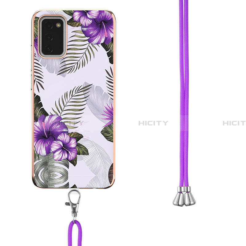 Funda Silicona Gel Goma Patron de Moda Carcasa con Acollador Cordon Lanyard Y03B para Samsung Galaxy F02S SM-E025F