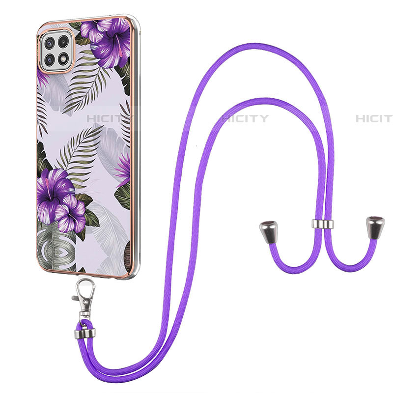 Funda Silicona Gel Goma Patron de Moda Carcasa con Acollador Cordon Lanyard Y03B para Samsung Galaxy F42 5G