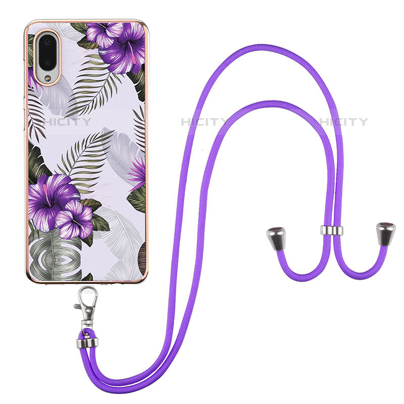 Funda Silicona Gel Goma Patron de Moda Carcasa con Acollador Cordon Lanyard Y03B para Samsung Galaxy M02