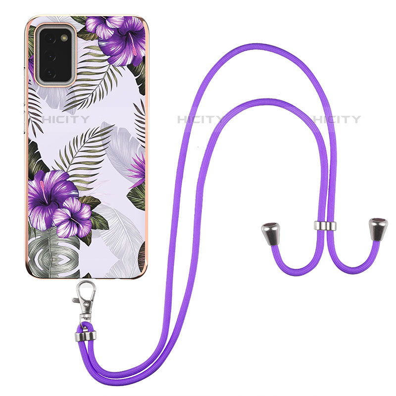 Funda Silicona Gel Goma Patron de Moda Carcasa con Acollador Cordon Lanyard Y03B para Samsung Galaxy M02s