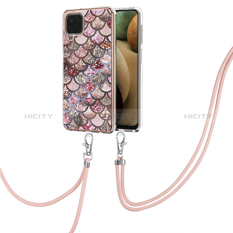 Funda Silicona Gel Goma Patron de Moda Carcasa con Acollador Cordon Lanyard Y03B para Samsung Galaxy M12