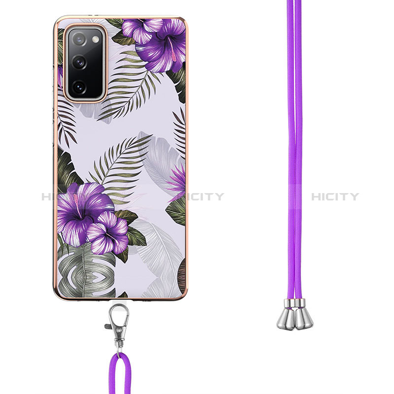 Funda Silicona Gel Goma Patron de Moda Carcasa con Acollador Cordon Lanyard Y03B para Samsung Galaxy S20 FE (2022) 5G