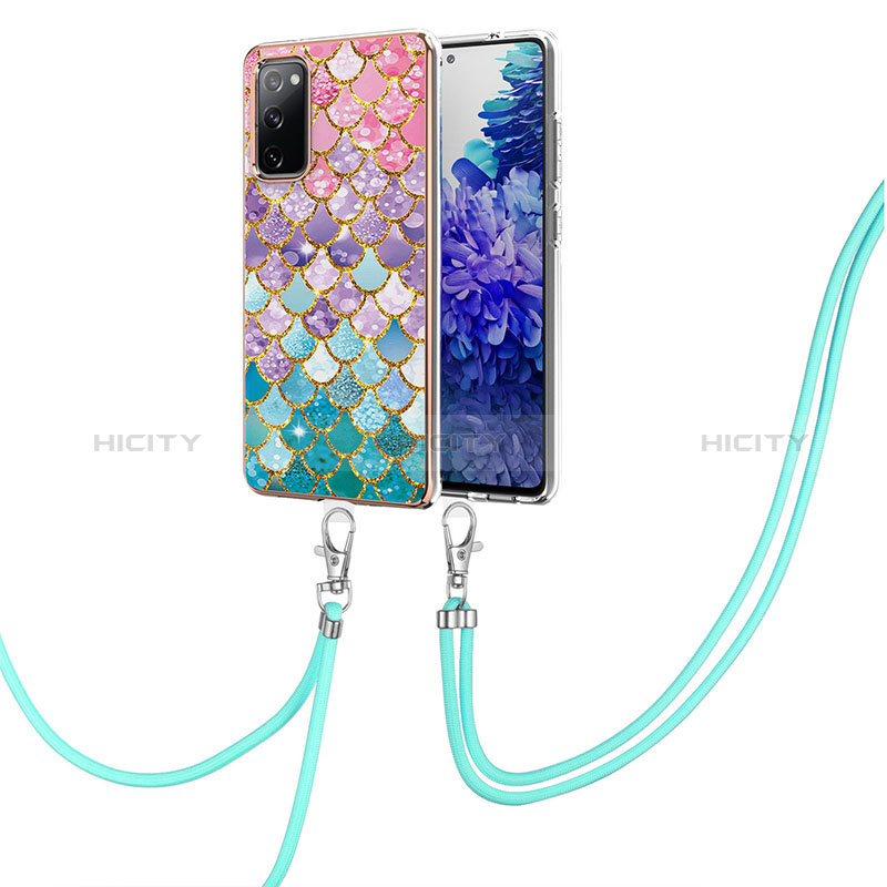 Funda Silicona Gel Goma Patron de Moda Carcasa con Acollador Cordon Lanyard Y03B para Samsung Galaxy S20 FE 4G