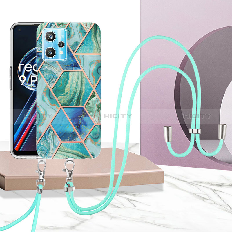 Funda Silicona Gel Goma Patron de Moda Carcasa con Acollador Cordon Lanyard Y04B para Realme 9 4G