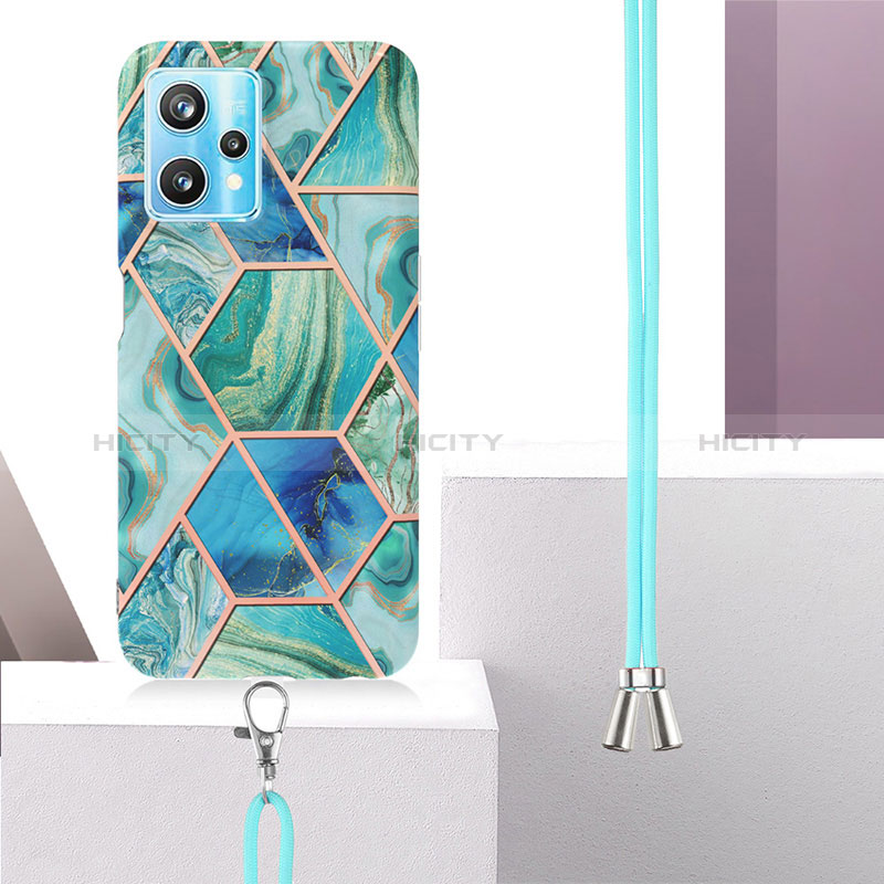 Funda Silicona Gel Goma Patron de Moda Carcasa con Acollador Cordon Lanyard Y04B para Realme 9 5G