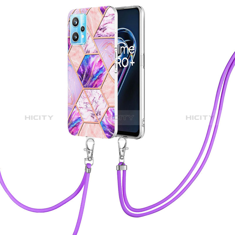 Funda Silicona Gel Goma Patron de Moda Carcasa con Acollador Cordon Lanyard Y04B para Realme 9 Pro 5G