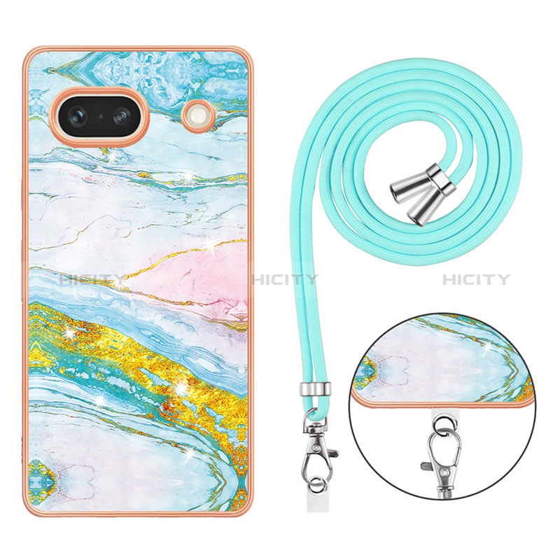 Funda Silicona Gel Goma Patron de Moda Carcasa con Acollador Cordon Lanyard Y05B para Google Pixel 7a 5G