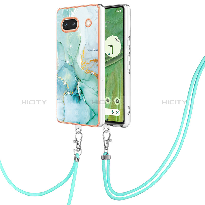 Funda Silicona Gel Goma Patron de Moda Carcasa con Acollador Cordon Lanyard Y05B para Google Pixel 7a 5G