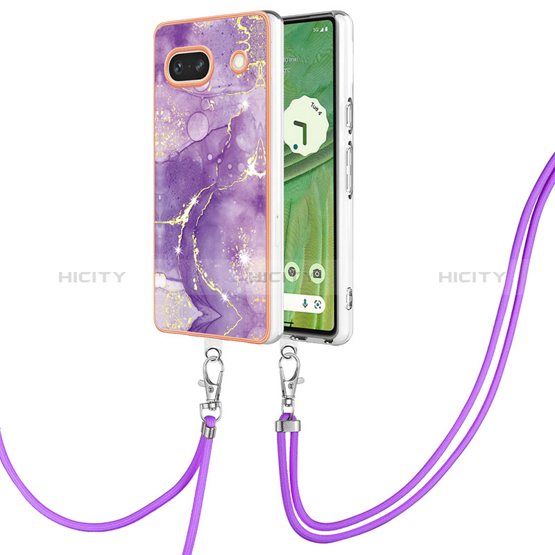 Funda Silicona Gel Goma Patron de Moda Carcasa con Acollador Cordon Lanyard Y05B para Google Pixel 7a 5G