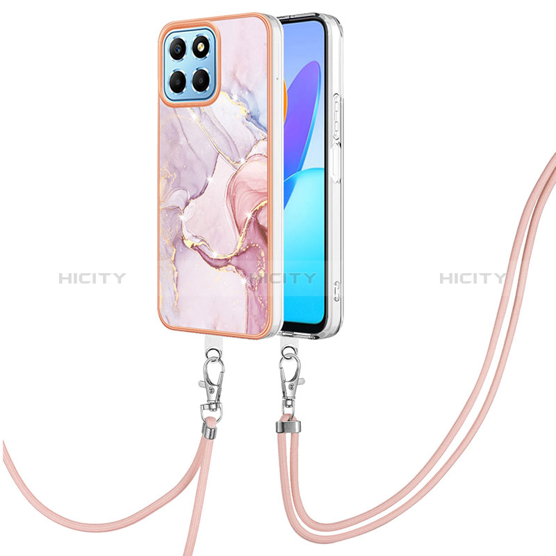 Funda Silicona Gel Goma Patron de Moda Carcasa con Acollador Cordon Lanyard Y05B para Huawei Honor X6 5G