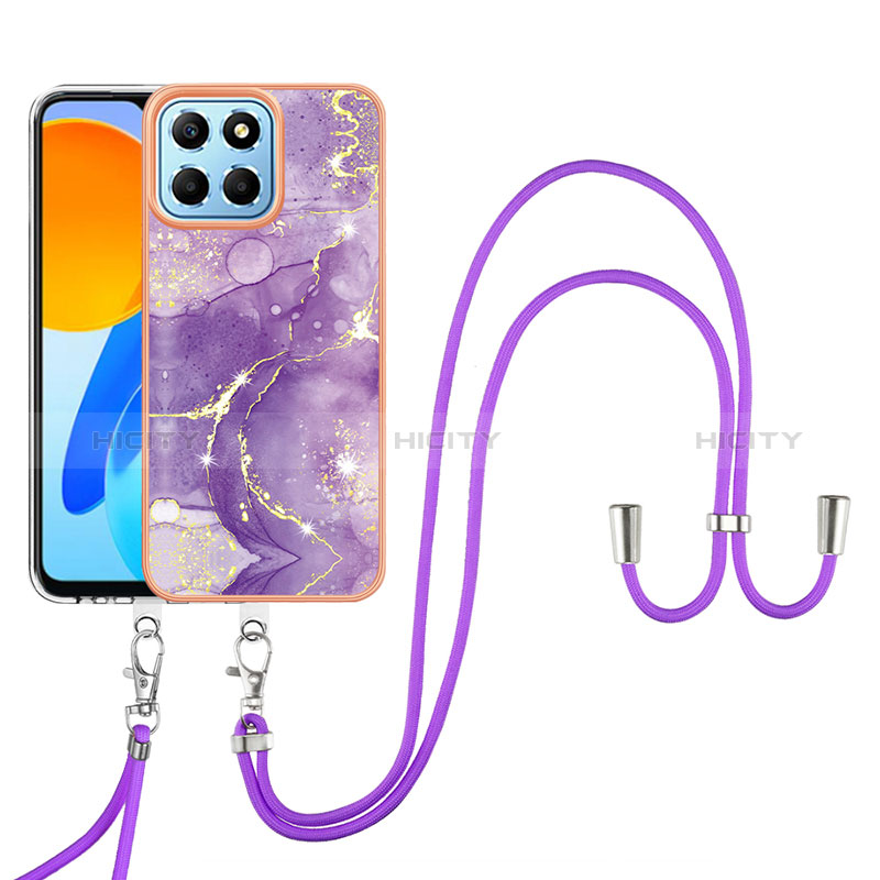 Funda Silicona Gel Goma Patron de Moda Carcasa con Acollador Cordon Lanyard Y05B para Huawei Honor X6 5G