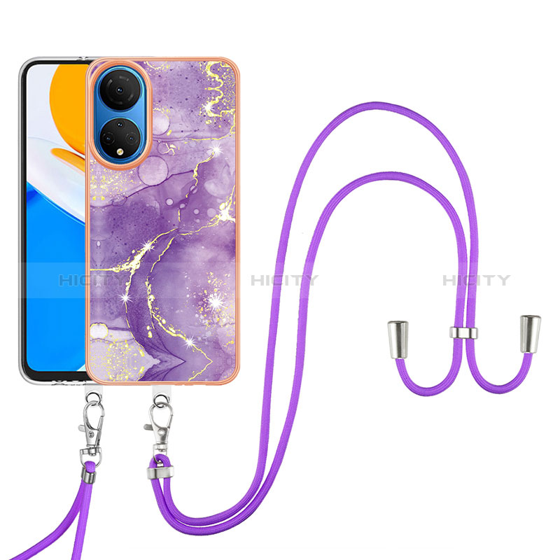 Funda Silicona Gel Goma Patron de Moda Carcasa con Acollador Cordon Lanyard Y05B para Huawei Honor X7