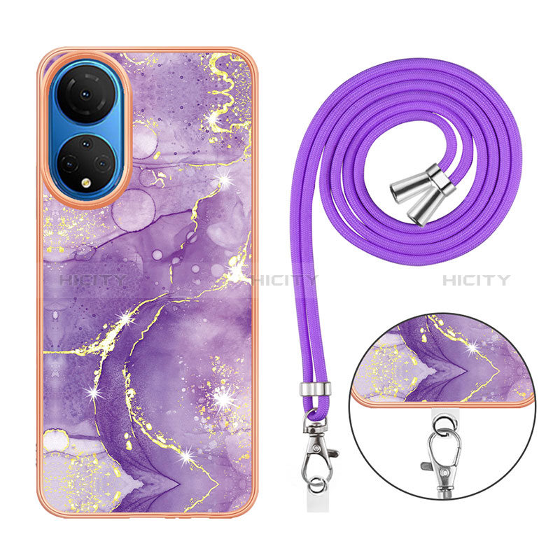 Funda Silicona Gel Goma Patron de Moda Carcasa con Acollador Cordon Lanyard Y05B para Huawei Honor X7