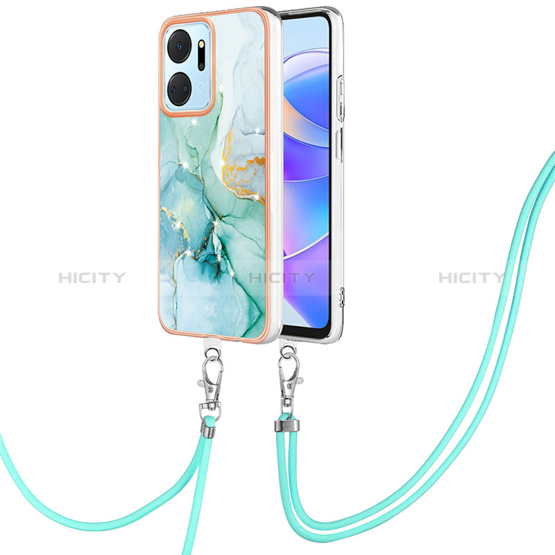 Funda Silicona Gel Goma Patron de Moda Carcasa con Acollador Cordon Lanyard Y05B para Huawei Honor X7a